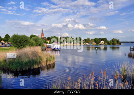 Werder (Havel), the Holy Spirit Church and Goat's windmill on the shore of the Havel, Germany, Brandenburg, Werder an der Havel, Potsdam Stock Photo