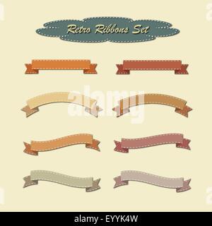 Collection of ribbons in retro vintage style. Stock Vector