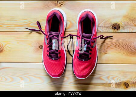 Women's shoes pink for running on asphalt Stock Photo