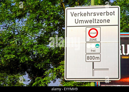 sign marking a German Low Emission Zone, Germany, North Rhine-Westphalia Stock Photo