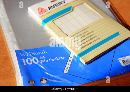 Labels and plastic wallet folders Stock Photo