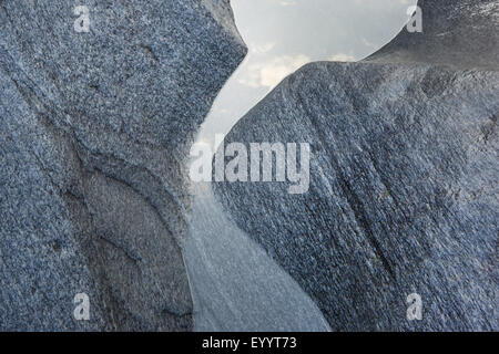 rock with puddle, gneiss, Switzerland, Ticino, Verzascatal Stock Photo