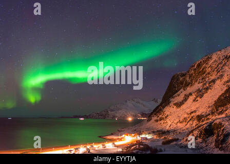 aurora polaris over Grotfjorden, Norway, Troms, Grotfjorden Stock Photo