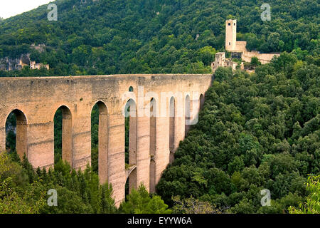 bridge Ponte delle Torri over the Tessino Canyon in Spoleto, Italy, Umbria, Spoleto Stock Photo