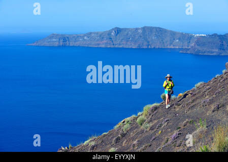 trek from Fira to Oia villages , Greece, Cyclades, Santorin Stock Photo