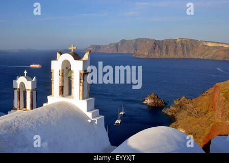 Church in the village of Oia, Greece, Cyclades, Santorin Stock Photo