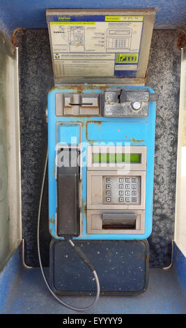 old public phone, Spain, Balearen, Majorca Stock Photo