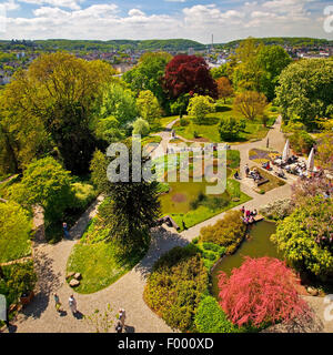 view from the Elisen Tower onto the Botanical Gardens Wuppertal in spring, Germany, North Rhine-Westphalia, Wuppertal Stock Photo