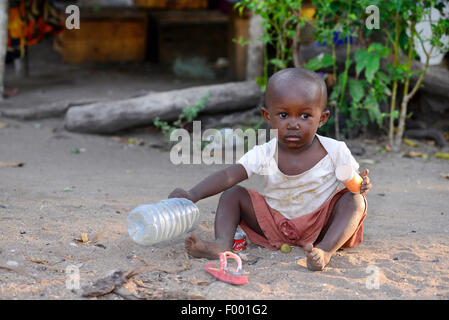 little boy of the Skalava tribe in a village, Madagascar, Nosy Be, Lokobe Nationalpark Stock Photo