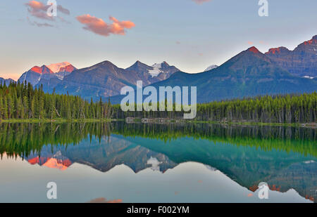 Herbert Lake, evening mood after sunset, Canada, Alberta, Banff National Park Stock Photo