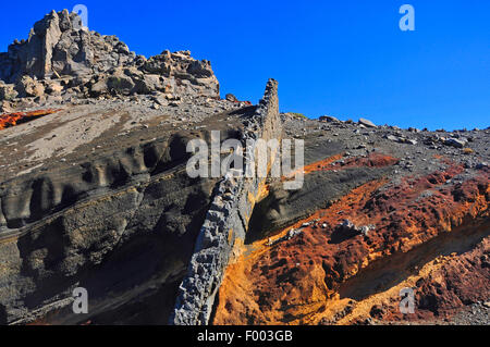 lava layers at  Caldera de Taburiente, Canary Islands, La Palma, np cal Stock Photo