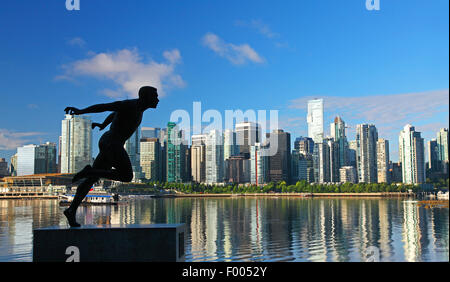 view from Stanley Park to the high-rise buildings of Vancouver, Canada, Vancouver Stock Photo