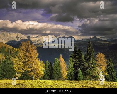 thunder clouds above Corvara, Italy, South Tyrol, Dolomiten , Fanes National Park Stock Photo