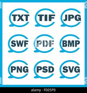 Set of icons indicating the digital formats Stock Vector