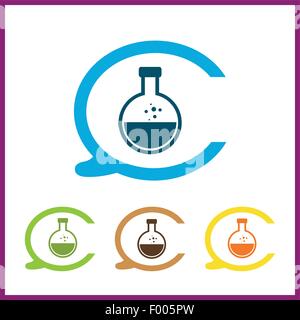 Vector icon simple laboratory flask with liquid Stock Vector