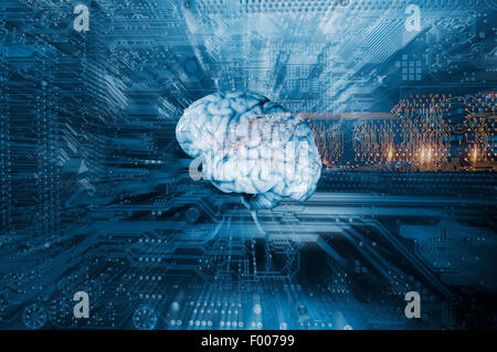 artificial intelligence, human brain and computers Stock Photo