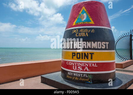 SOUTHERNMOST POINT IN CONTINENTAL UNITED STATES MONUMENT KEY WEST FLORIDA USA Stock Photo