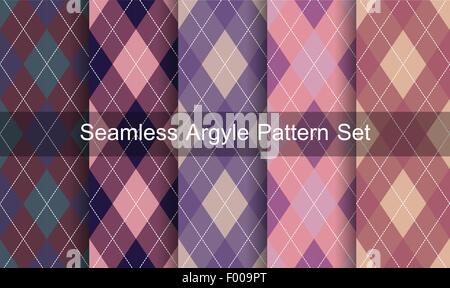 Seamless argyle pattern. Diamond shapes background. Vector set. Stock Vector
