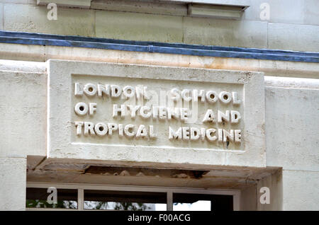 London, England, UK. London School of Hygiene and Tropical Medicine - detail above the main door on Gower Street Stock Photo