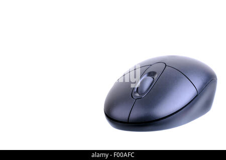 Black wireless mouse isolated on a white background with copy space Stock Photo