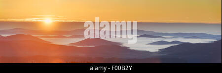 Bavarian Forest at sunrise, Germany, Bavaria, Bavarian Forest National Park Stock Photo