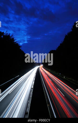 A40 motorway with light streaks in the evening