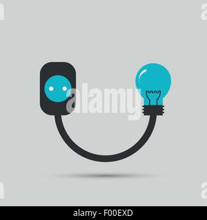 Electric wire light bulb and plug. Vector design Stock Vector