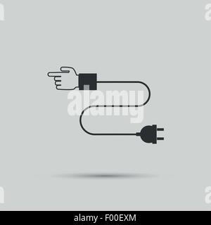 Hand wire connection to an electrical plug Stock Vector