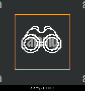 Simple style binoculars pixel icon. Vector Design Stock Vector
