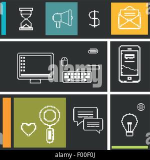 Set icons for business, internet and communication Stock Vector