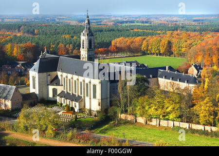 Abbey of Averbode, forest from the air in autumn, Belgium, Averbode Stock Photo