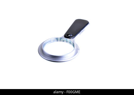 Close up shot os a magnifying glass on white Stock Photo