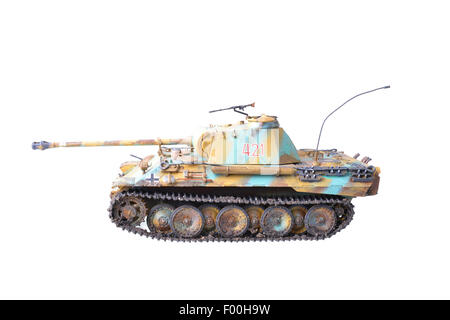 German Tiger tank plastic model isolated on a white background Stock Photo
