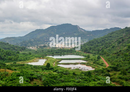 Obuasi in the Ashanti region of Ghana, a town built around the gold mines of Anglogold Ashanti: reservoirs Stock Photo