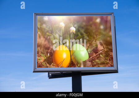 Easter eggs on billboard Stock Photo