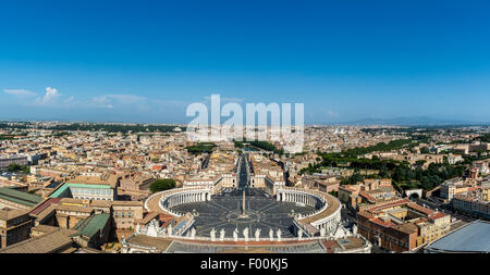 St Peter's Square shot from the dome of St. Peter's Basilica. Vatican City, Rome. Italy. Stock Photo