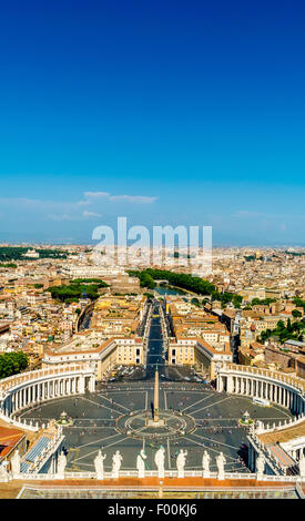 St Peter's Square shot from the dome of St. Peter's Basilica. Vatican City, Rome. Italy. Stock Photo