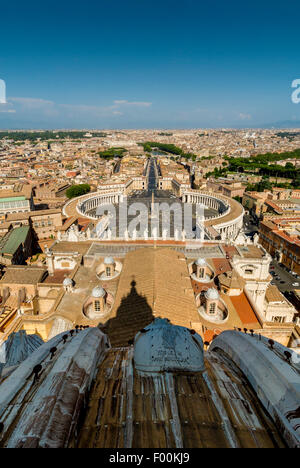 St Peter's Square shot from the dome of St. Peter's Basilica. Vatican City, Rome. Italy. Stock Photo