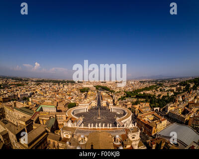 St Peter's Square shot from the dome of St. Peter's Basilica. Vatican City, Rome. Italy. Stock Photo