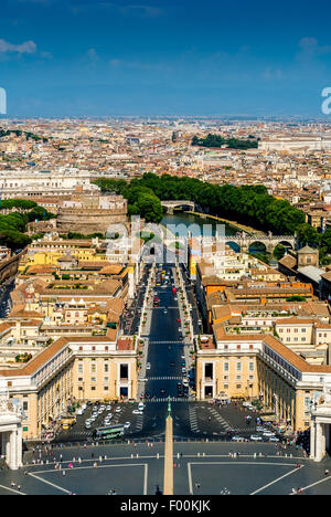 St Peter's Square shot from the dome of St. Peter's Basilica. Vatican City, Rome. Italy. Stock Photo