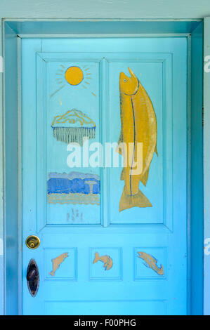 Painted door at Blumenschein Home & Museum, Taos. New Mexico. USA Stock Photo