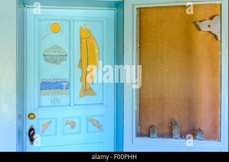 Painted door at Blumenschein Home & Museum, Taos. New Mexico. USA Stock Photo