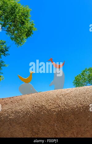 Sculpture garden along Ledoux Street In Taos, New Mexico, USA Stock Photo