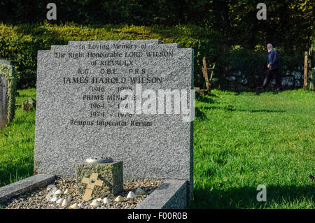 Harold Wilson's grave. St Marys Old Church. St Marys. Isles of Scilly. UK Stock Photo