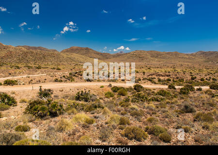 Dirt road in Cabo de Gata National Park, Andalusia, Spain Stock Photo