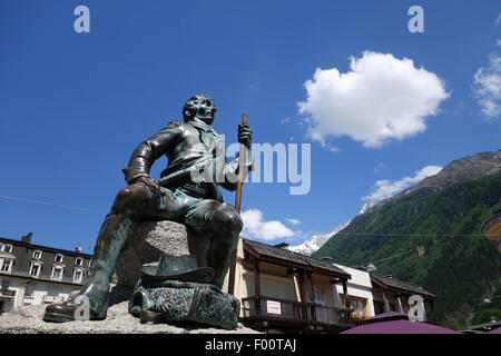 Statue of Michel Gabriel Paccard at Chamonix in France Stock Photo