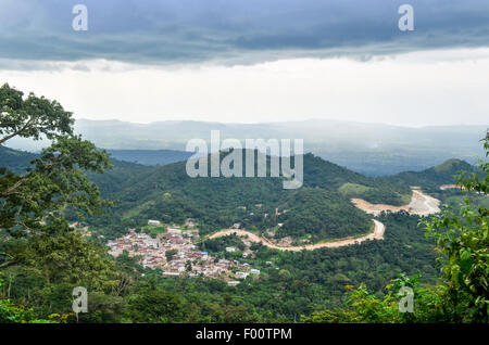 Aerial view of the village north of Vane and south of Biakpa, seen from Amedzofe, in the Volta region, east of Ghana Stock Photo