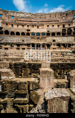 Italy - Rome - Colosseum - Interior curved brick wall with arches and ...