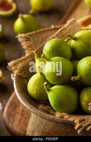 Healthy Organic Green Figs in a Bowl Stock Photo