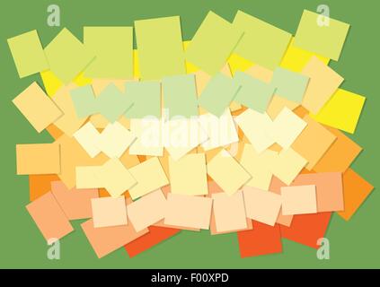 Colored office sticky paper label on green board background. EPS10 vector illustration. Stock Vector